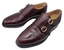 Bruno Magli Oxfords Double Monk Strap Italian Leather Shoes UK Size 8.5 Burgundy