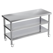5ftx2ft Stainless Steel Commercial Kitchen Catering Prep Table 3 Tier Work Bench