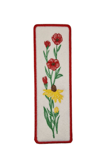 Embroidered flowers bookmark - embroidered,