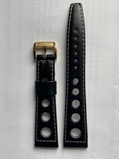 Vintage Tissot 19x14mm Smooth Black Leather Rally Sport 007 Strap RG Buckle