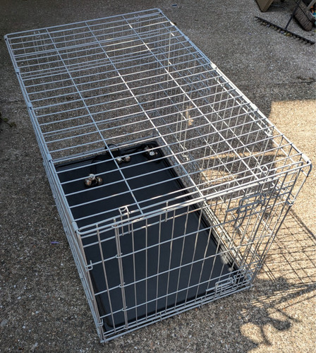Metal dog crate with - dog,