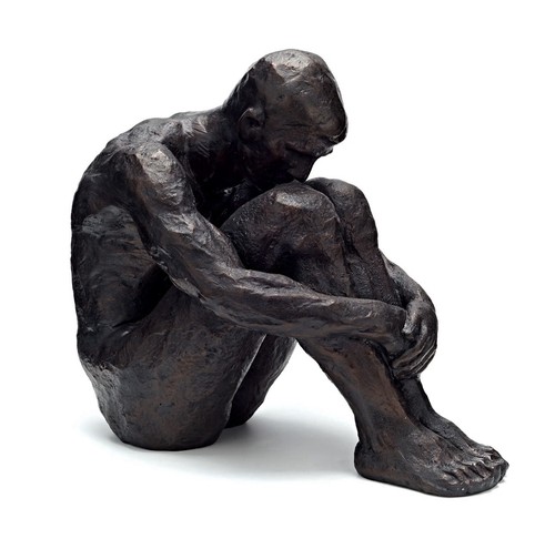 Sitting man bronze effect - sitting,
