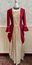Medieval Red Cream Lightweight Cotton Theatrical Period Costume Dress 12