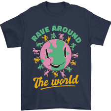 Rave Around the World Dance Music Raver Acid Mens T-Shirt 100% Cotton