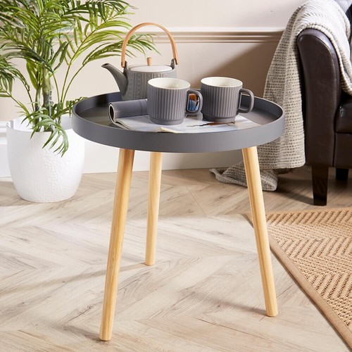 Grey round coffee table sofa - grey,