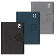 2026 Diary A7 Faux Leather Day Per Page Daily Pocket Planner Black Navy Grey