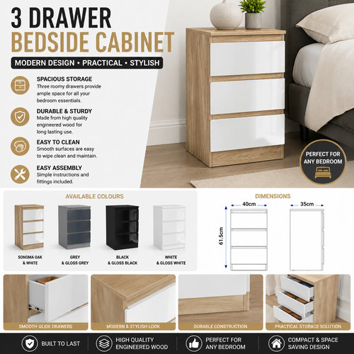Drawer bedside cabinet - bedside,