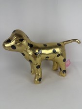 Victoria Secret PINK Mini Stuffed Dog Gold Black Dots Vinyl Collectible 