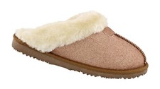 Ladies Womens Ella Slippers Sparkle Glitter Warm Faux Fur Lined Memory Foam Mule