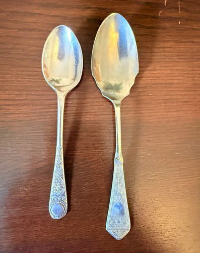 Antique silver plate spoons - silver,