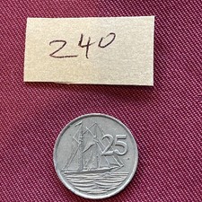 1987 Cayman Islands 25 Cents Sailboat Coin XF
