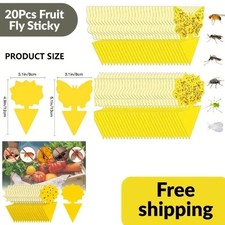 20Pcs Yellow Sticky Fly Trap Paper Fruit Flies Insect Aphids Glue Catcher Bug