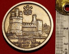 Caernarvon HRH Prince Charles Investiture 1969 Silver Toned Vintage Medallion 