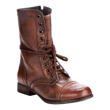Steve Madden Women's Troopa Leather Lace Up Combat Boots Brown Size 6 M