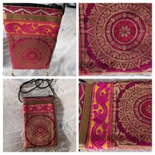 Gold Embossed Work Silk Bag