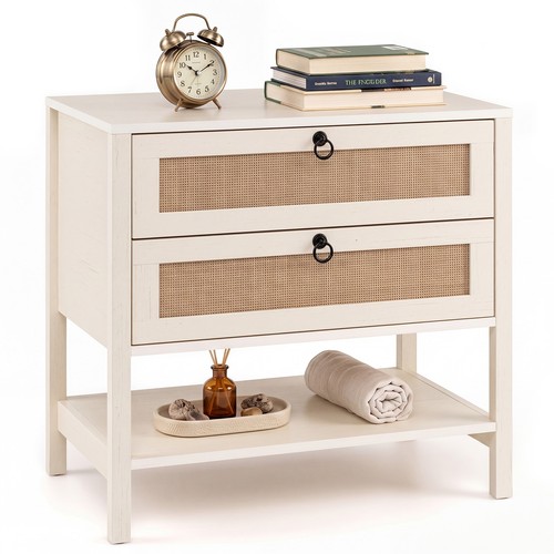 Rattan bedside table with - with, 2