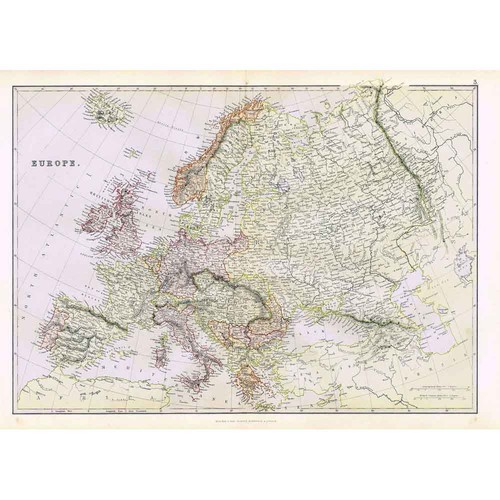 Europe antique map - map, 1883