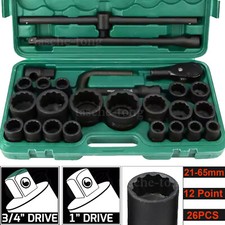 26X 3/4" & 1" Drive IMPACT SOCKETS Ratchet Set 21 - 65mm HGV HEAVY DUTY 12 POINT
