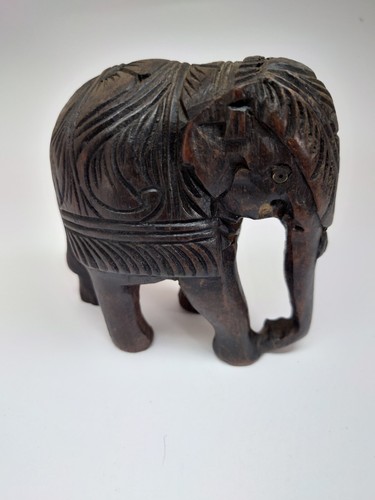 Carved wooden asian elephant - wooden,