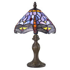 Hand Crafted Purple Stained Glass Dragonfly Tiffany Lamp by Happy Homewares