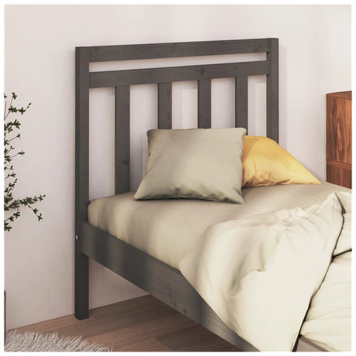 Headboard solid pine wood grey - headboard,