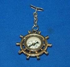 Antique brass fob compass - fob,