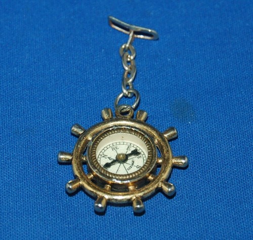 Antique brass fob compass - an,