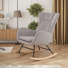 Light Grey Velvet Single Sofa Rocking Chair Recliner Lounge Living Room Armchair