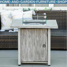 40000 BTU Gas Fire Pit Table with Cover Glass Screen Beads Outdoor Patio Heater