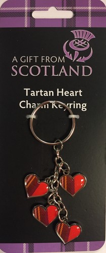 Tartan heart charm keyring - tartan,