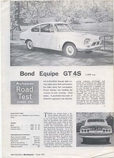 Bond Equipe GT4S Period Road Test Reprinted from The Autocar 1965