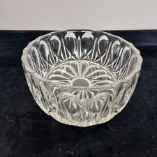 Pressed Glass Oval Serving Dish Clear Shallow Vintage 1960s Sweets Snacks 20cm