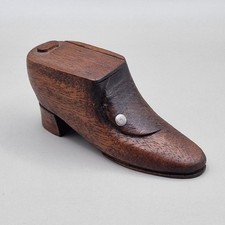 Antique Hand Carved Wooden Shoe Snuff Box