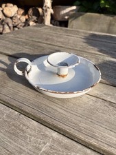 Old Vintage White Enamel Wee Willie Winkie Chamber Candle Stick Holder