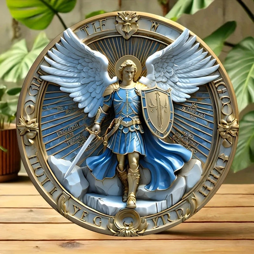 Archangel raphael wooden - archangel, round