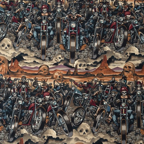 Fat quarter skeleton - lt, biker