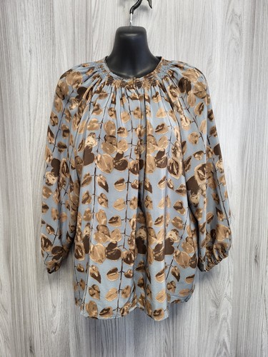 Tucker blue brown - leaf, print