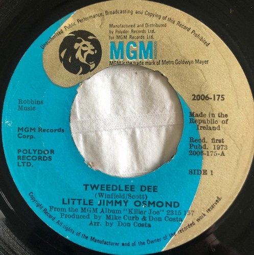 Jimmy osmond tweedlee dee - tweedlee,