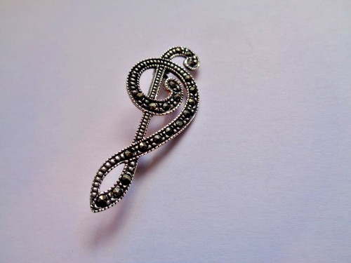 Silver and marcasite treble - marcasite,