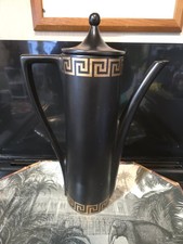 stunning Greek Key - Black  + Gold Coffee pot Excellent Condition