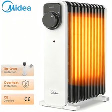 Midea Oil-Filled Radiator 11Fin 2300W Portable Electric Heater Knob Control Home