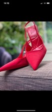 Woman’s Zara Red Heeled Slingback Shoes Size 6