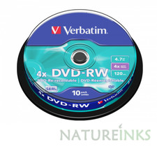 10 Verbatim Blank DVD-RW 4.7GB