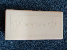 VINTAGE COLLECTIBLE SILVERTRIM YELLOW FEATHER BRASS DARTS WITH ORIGINAL BOX