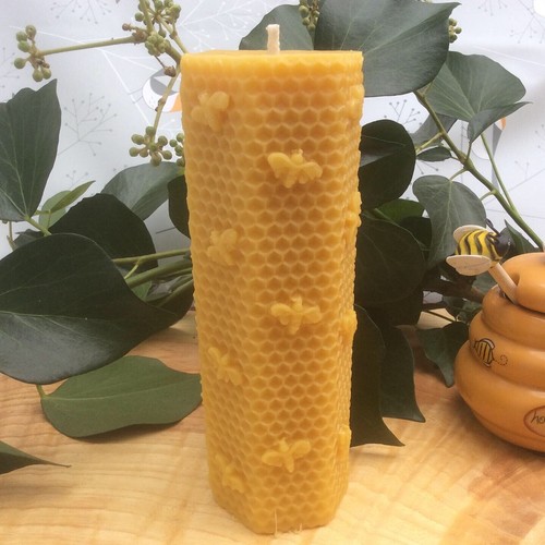 Large beeswax pillar candle - pillar,