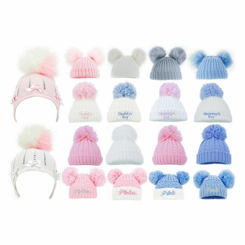 Baby knitted pom hat - pom, boy