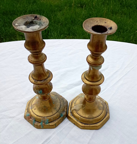 Pair brass candlesticks - pair, of