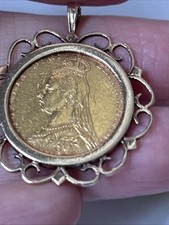 1891 Gold Sovereign Coin Mounted In 9Ct Y Hm For Pendant / Charm