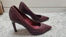 BNWOB REISS BURGUNDY DARK RED CLOVER POINTED POINTED COURT SHOES HEELS SIZE 5 38
