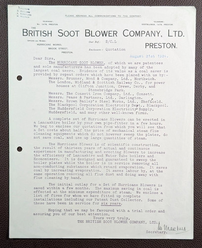 1924 soot blower preston - soot,